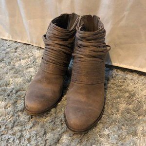 Brown heeled booties